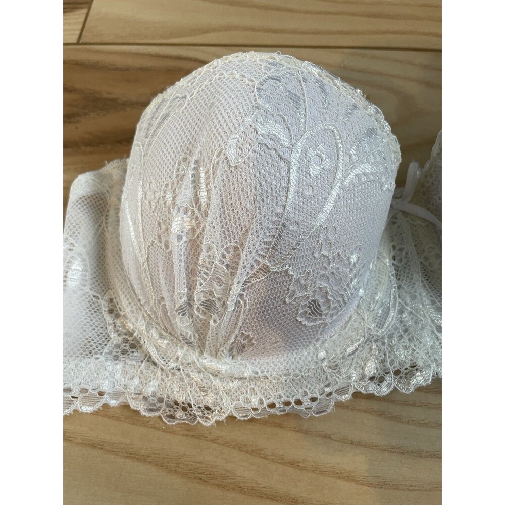 White Lace Strapless Underwire Padded Womens Bra Size 32A - Picture 2 of 5